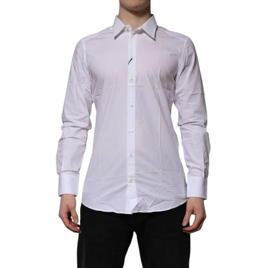 Dolce & Gabbana White Cotton GOLD Long Sleeves Formal Shirt