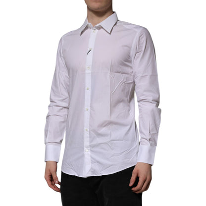 Dolce & Gabbana White Cotton GOLD Long Sleeves Formal Shirt