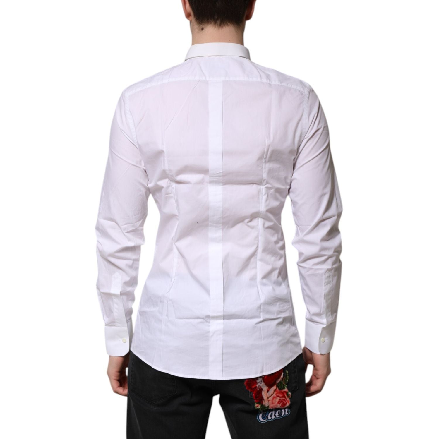 Dolce & Gabbana White Cotton GOLD Long Sleeves Formal Shirt