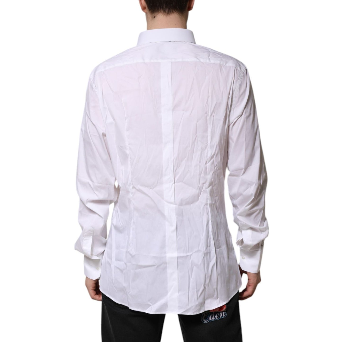 Dolce & Gabbana White Cotton GOLD Long Sleeves Formal Shirt