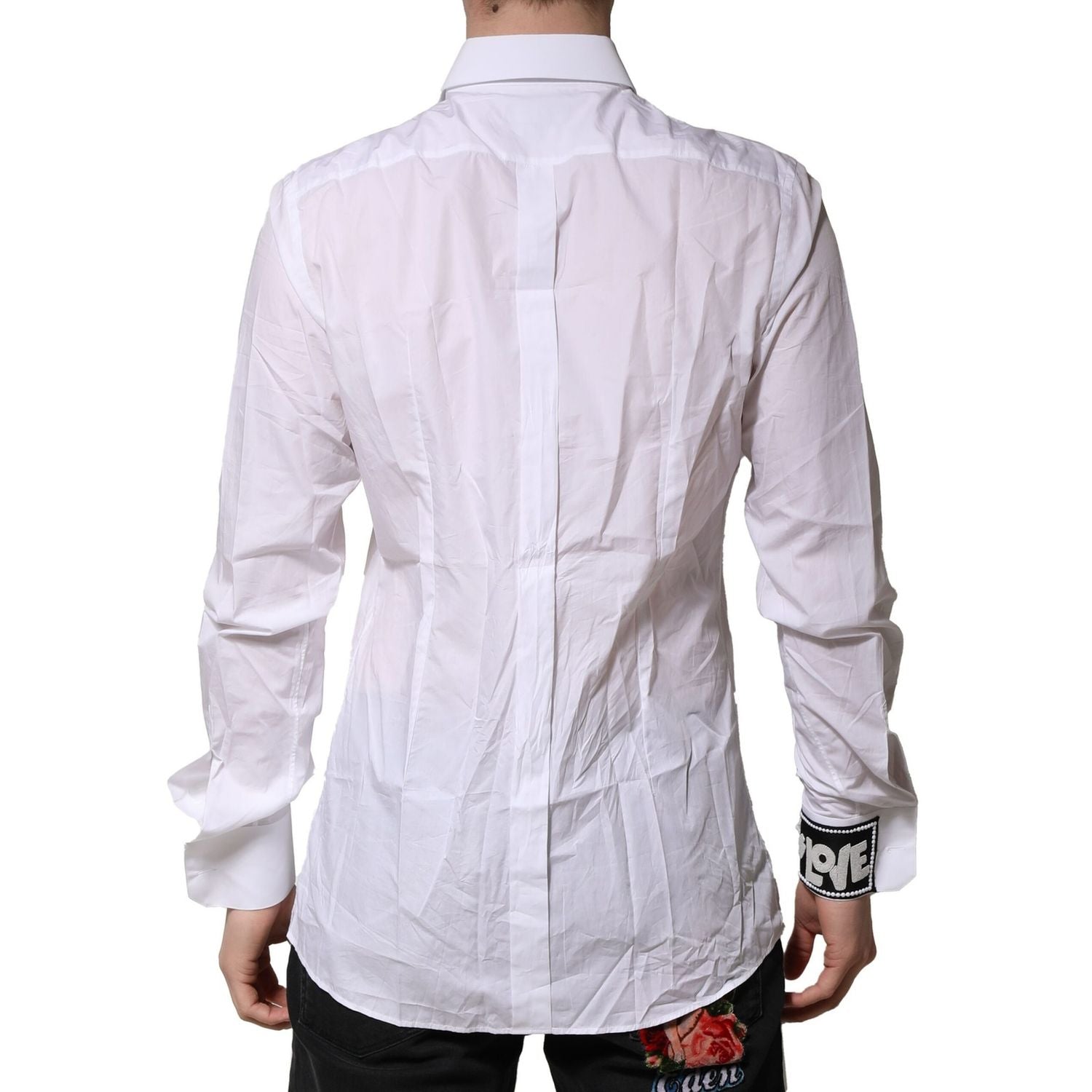 Dolce & Gabbana White Cotton GOLD Long Sleeves Formal Shirt