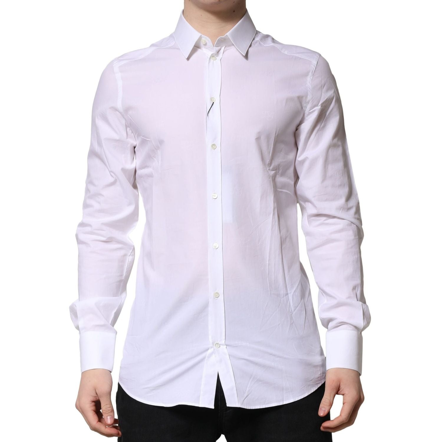 Dolce & Gabbana White Cotton GOLD Long Sleeves Formal Shirt