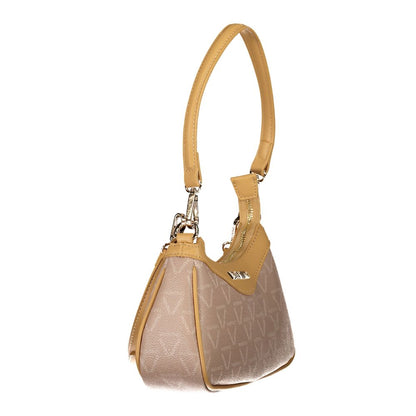 Mario Valentino Beige Polyethylene Handbag with adjustable strap, contrasting details, logo, and zip closure.