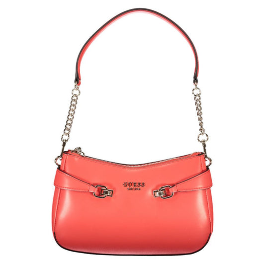 Guess Jeans Red Polyethylene Women Handbag with removable shoulder strap and chic design, featuring practical pockets for accessories.