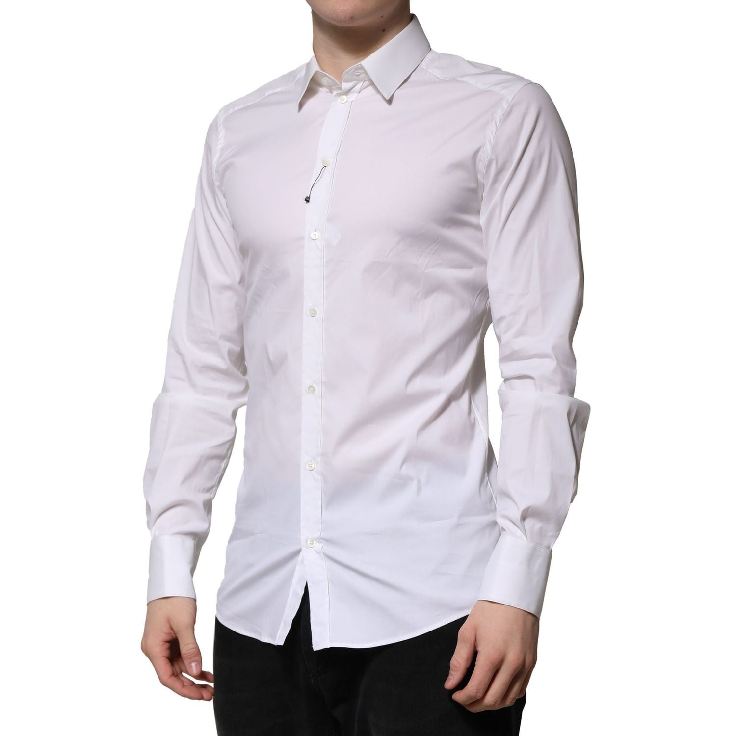 Dolce & Gabbana White GOLD Long Sleeve Dress Formal Shirt