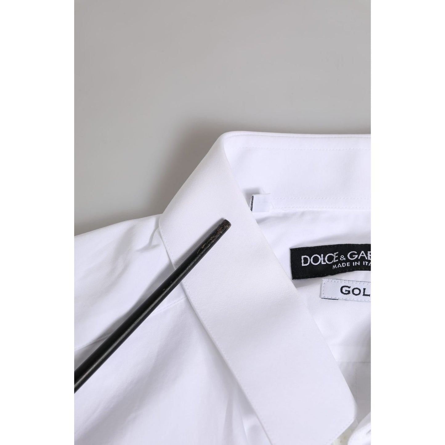 Dolce & Gabbana White GOLD Cotton Long Sleeves Men Formal Shirt