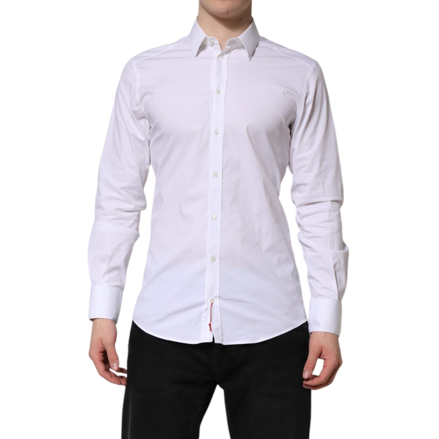 Dolce & Gabbana White GOLD Cotton Men Dress Formal Shirt
