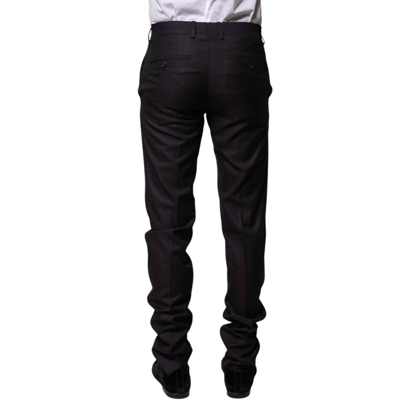 Dolce & Gabbana Black Wool Patterned Formal Pants