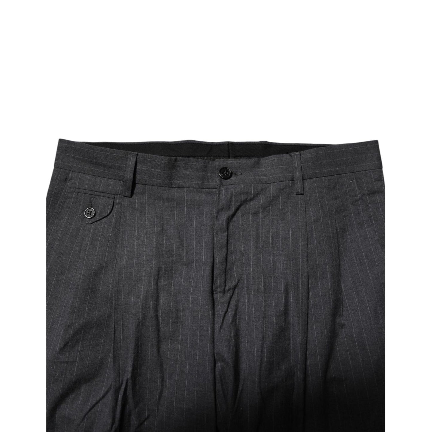 Dolce & Gabbana Gray Striped Cotton Formal Pants