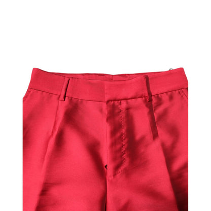 Dolce & Gabbana Red Polyester Cropped Dress Pants