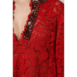 Dolce & Gabbana Red Floral Lace Rhinestone Embellished Dress DR81739-38