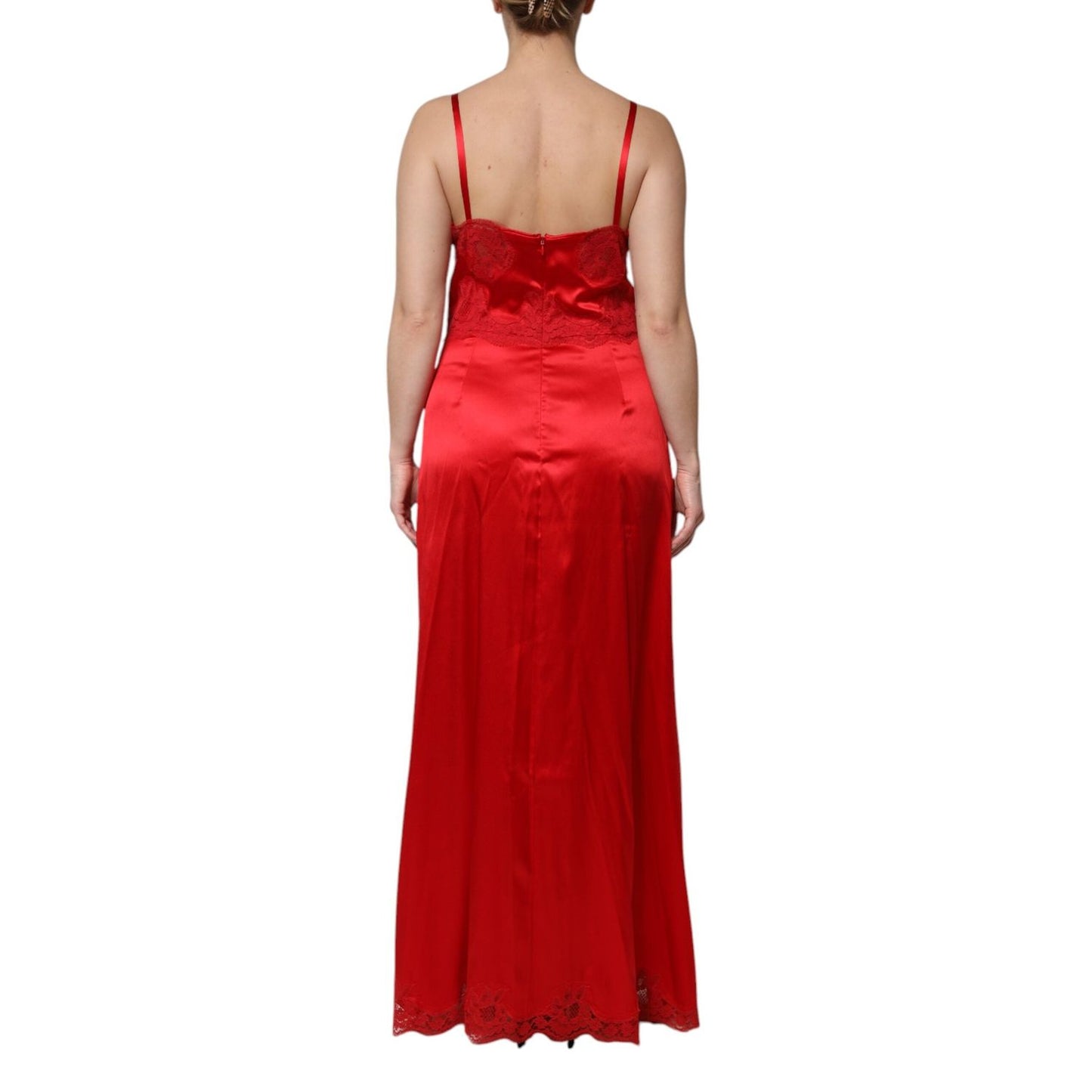 Dolce & Gabbana Red Silk Sleeveless Maxi Long Dress DR81740-46