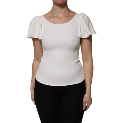 Dolce & Gabbana White Viscose Round Neck Short Sleeves Top