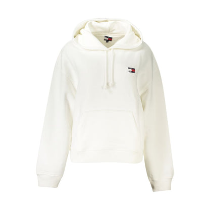Tommy Hilfiger White Cotton Women Sweater featuring hood and logo embroidery