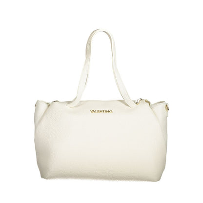Mario Valentino White Polyethylene Women Handbag with double handles and detachable strap.