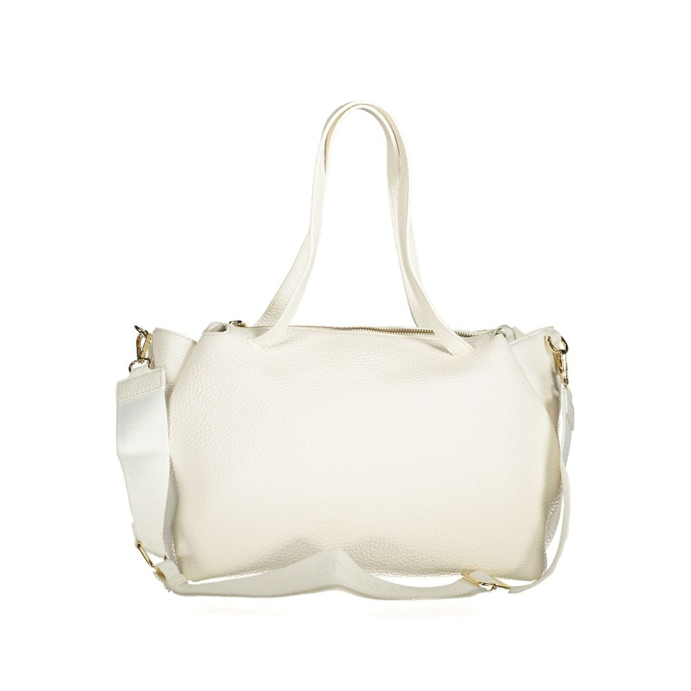Mario Valentino White Polyethylene Women Handbag with shoulder handles and detachable strap.