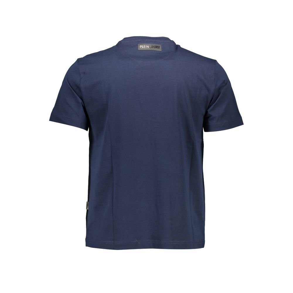 Plein Sport Blue Cotton Men T-Shirt, back view showing high-fashion sportswear design and premium cotton material.