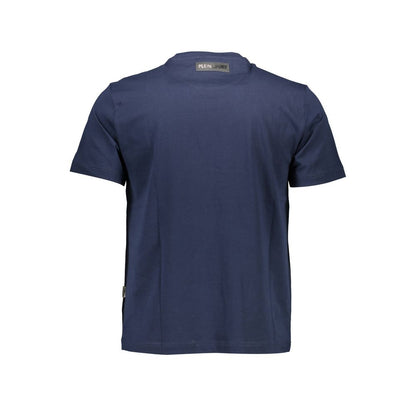 Plein Sport Blue Cotton Men T-Shirt, back view showing high-fashion sportswear design and premium cotton material.