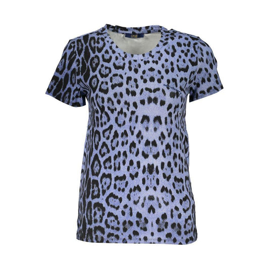 Cavalli Class Light Blue Cotton Women Top CA-26781-XS