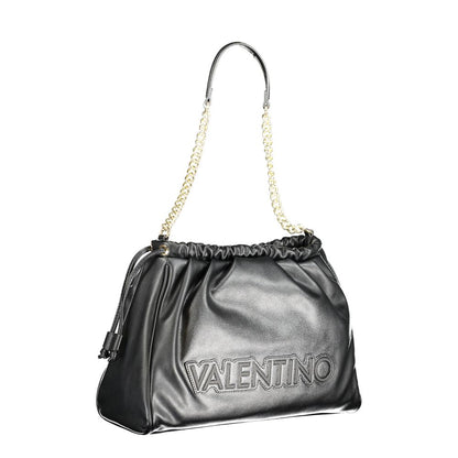 Mario Valentino Black Polyethylene Handbag with chain shoulder handle and logo detail