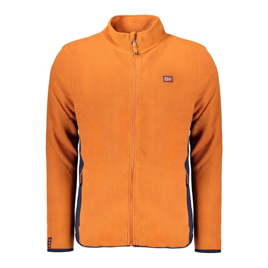 Norway 1963 Brown Polyester Men Sweater with contrasting zip pockets and iconic logo, versatile and stylish for casual wear.