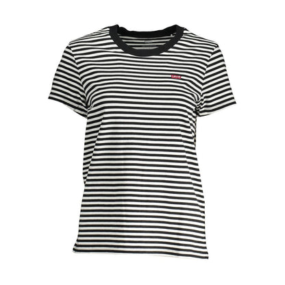 Striped Levi's Black Cotton Women T-Shirt with logo