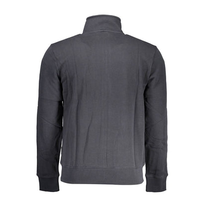 Back view of Napapijri Black Cotton Men Sweater showcasing sleek design and long sleeves.