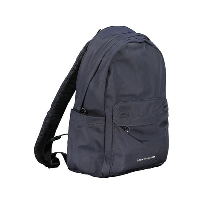 Tommy Hilfiger Blue Polyester Backpack with handle, adjustable straps, external pockets, and logo design. Ideal for students and professionals.