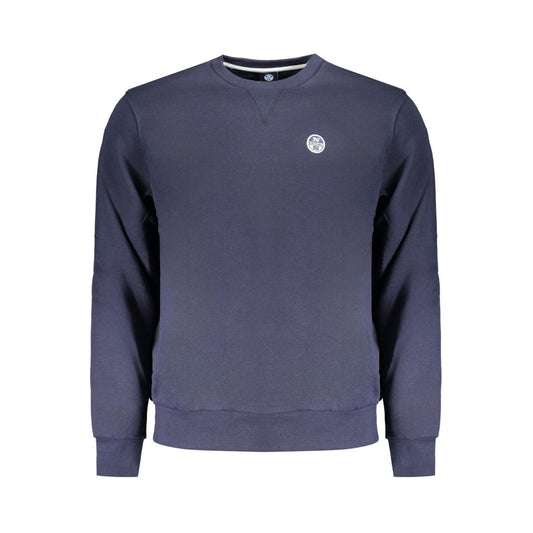 North Sails Blue Cotton Men Sweater with crew neck and logo on chest, showcasing seafaring sophistication and casual luxury.