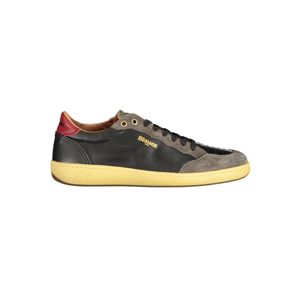 Blauer Black Leather Men Sneaker 1728,67403481248,Athletic - Sneakers - Shoes,Black,Blauer,EU40/US7,EU41/US8,EU42/US9,EU44/US11,EU45/US12,EU46,Men,New with tags,Shoes,Sneakers - Shoes