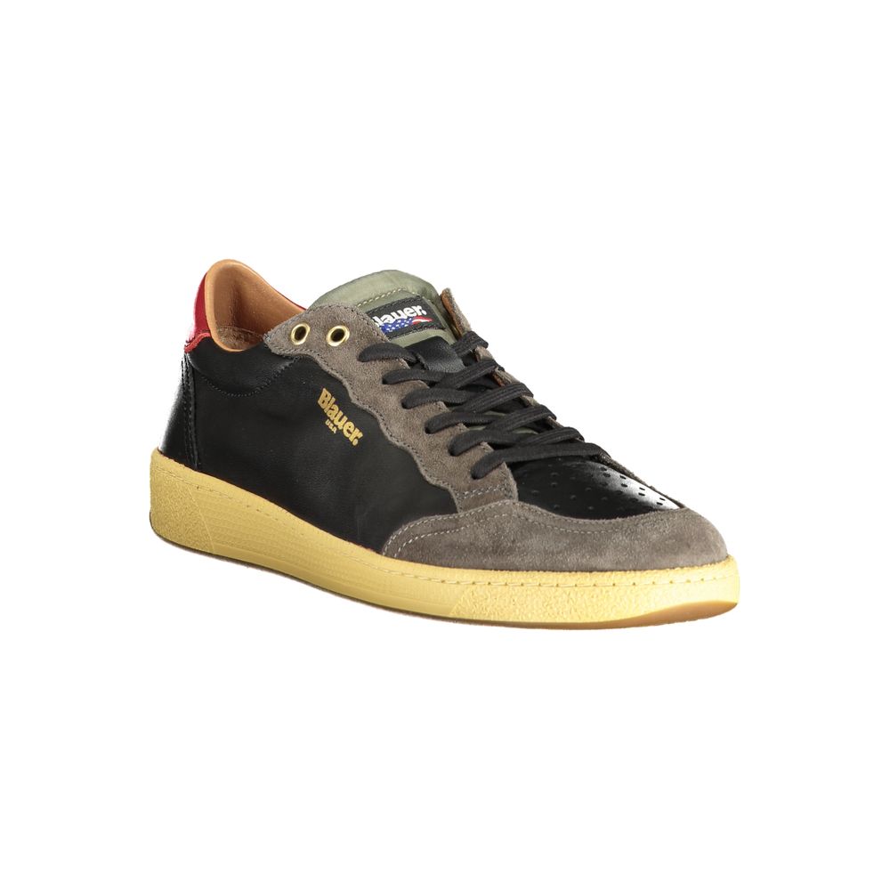 Blauer Black Leather Men Sneaker 1728,67403481248,Athletic - Sneakers - Shoes,Black,Blauer,EU40/US7,EU41/US8,EU42/US9,EU44/US11,EU45/US12,EU46,Men,New with tags,Shoes,Sneakers - Shoes