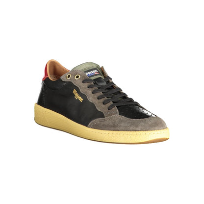 Blauer Black Leather Men Sneaker 1728,67403481248,Athletic - Sneakers - Shoes,Black,Blauer,EU40/US7,EU41/US8,EU42/US9,EU44/US11,EU45/US12,EU46,Men,New with tags,Shoes,Sneakers - Shoes
