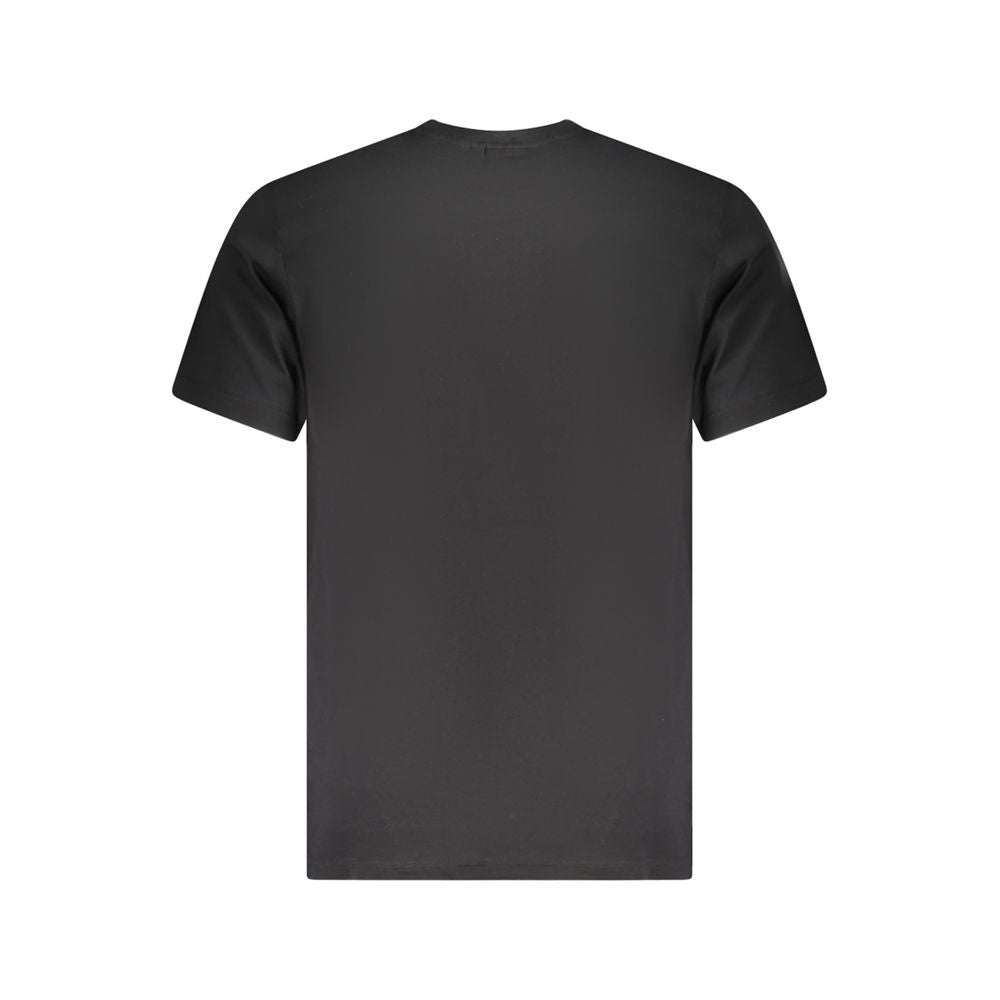 Fila Black Cotton Men T-Shirt with crew neck and iconic logo, featuring organic cotton material for comfort and breathability.