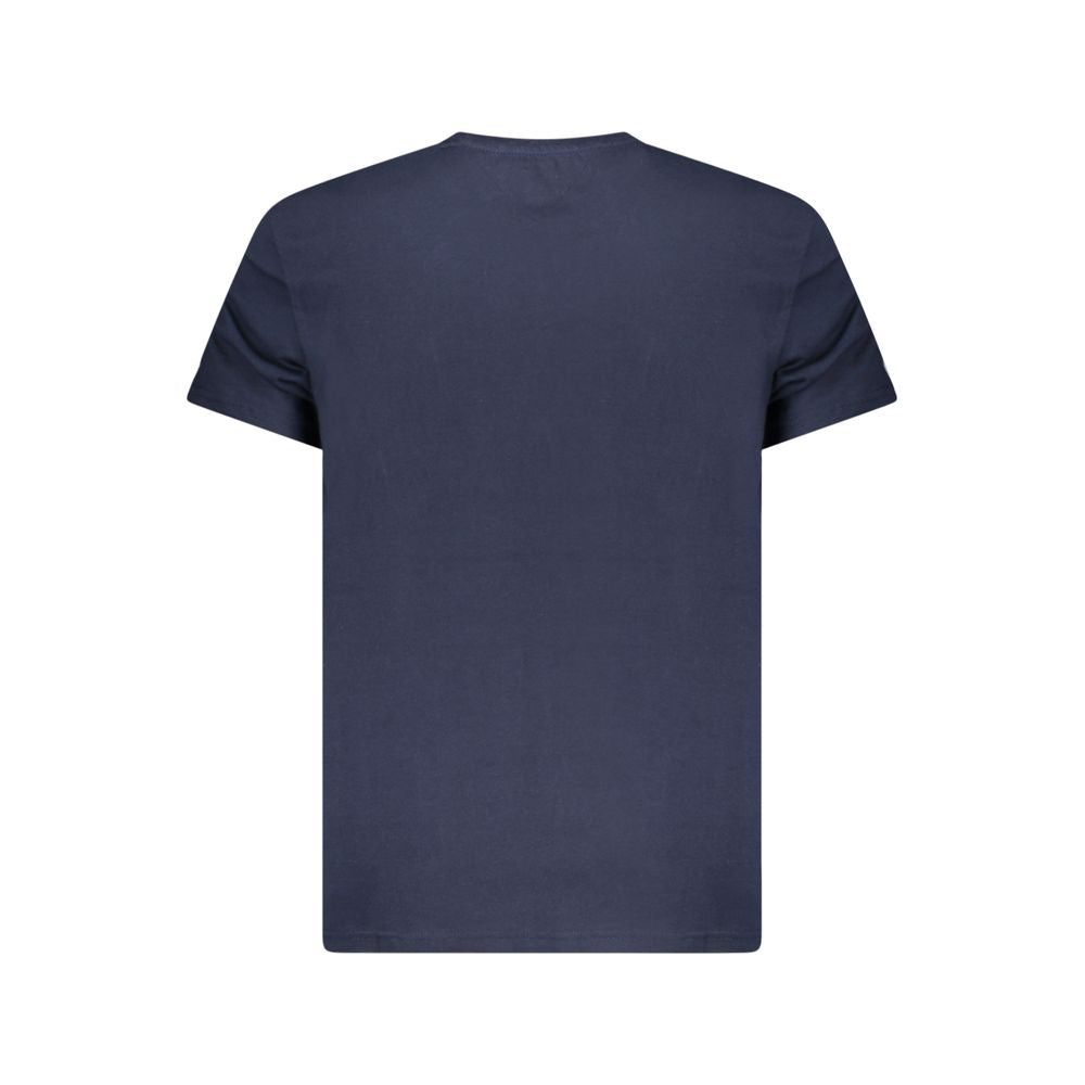 Back view of Tommy Hilfiger Blue Cotton Men T-Shirt showcasing premium fabric.