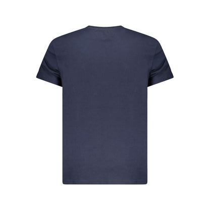 Back view of Tommy Hilfiger Blue Cotton Men T-Shirt showcasing premium fabric.