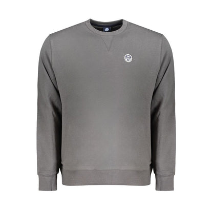 North Sails Gray Cotton Men Sweater with logo on chest, crew neck design for ultimate comfort and style