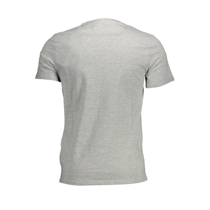Back view of Guess Jeans Brown Organic Cotton Men T-Shirt, showcasing the short sleeves and slim fit style.