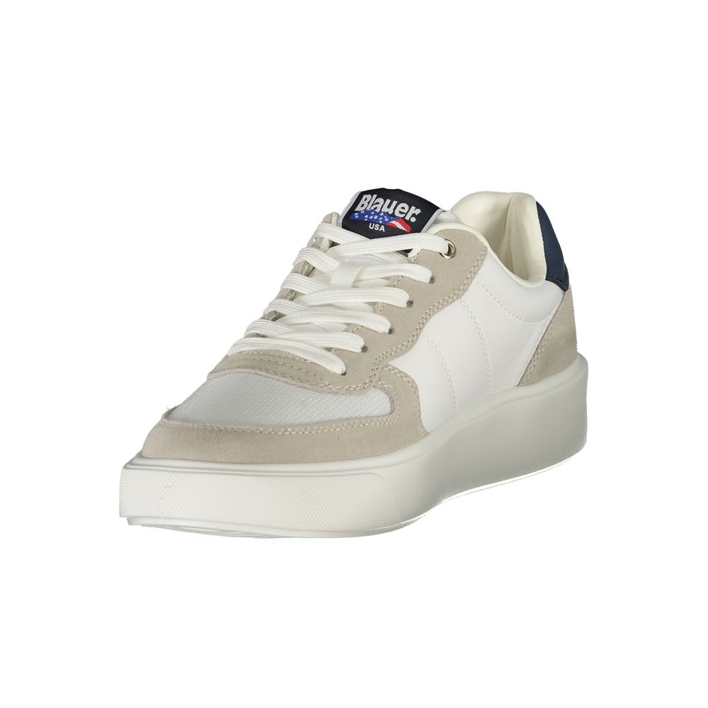 Blauer White Leather Men Sneaker in premium streetwear style with contrasting details and logo, showcasing quality and comfort.