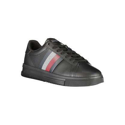 Tommy Hilfiger Black Polyester Sneaker with laces, contrast details, and logo