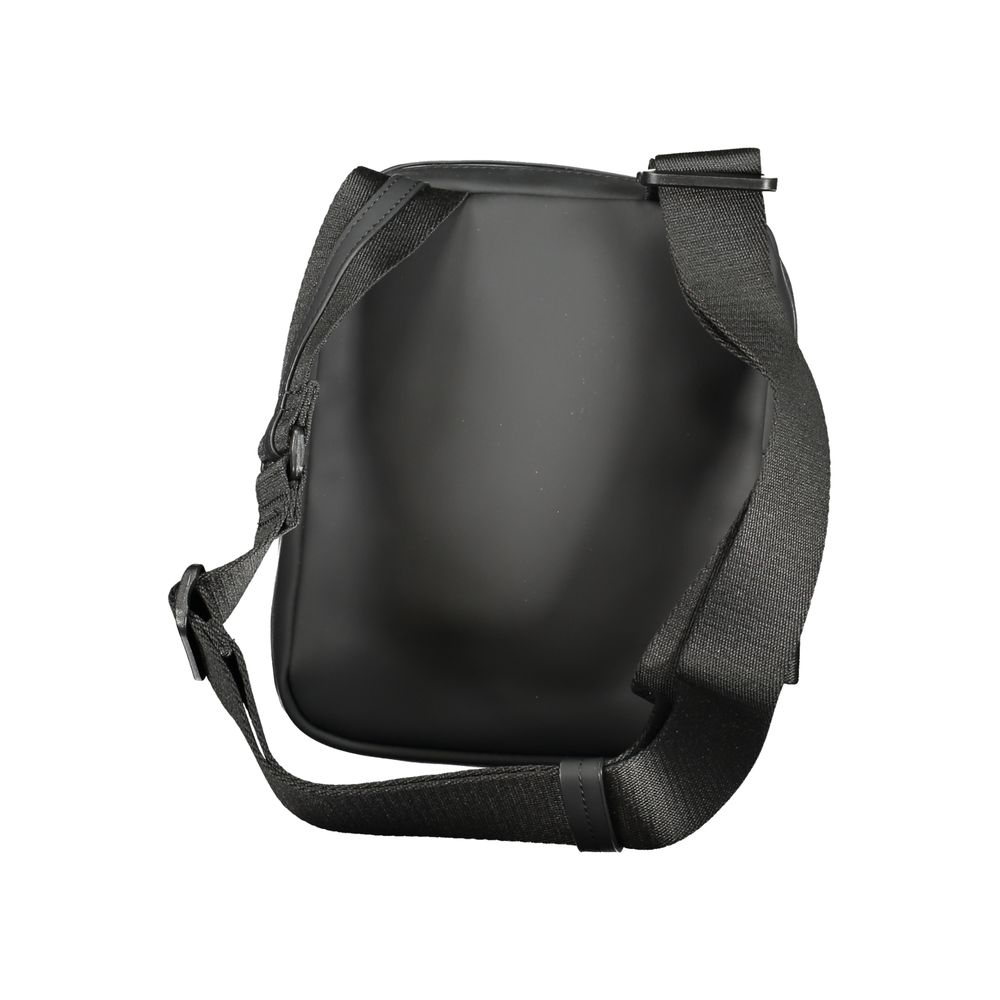 Calvin Klein Black Polyester Men Shoulder Bag with adjustable strap, showcasing sleek design and sophistication.