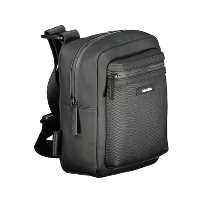 Calvin Klein Black Polyester Men Shoulder Bag with adjustable strap, zipper closure, and external pockets for modern functionality.