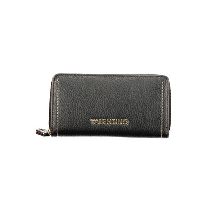 Mario Valentino Black Polyethylene Women Wallet with zip closure and 5 compartments, showcasing chic and bold elegance for modern trendsetters.