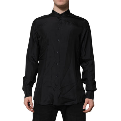 Dolce & Gabbana Dark Blue Silk MARTINI Men Formal Dress Shirt