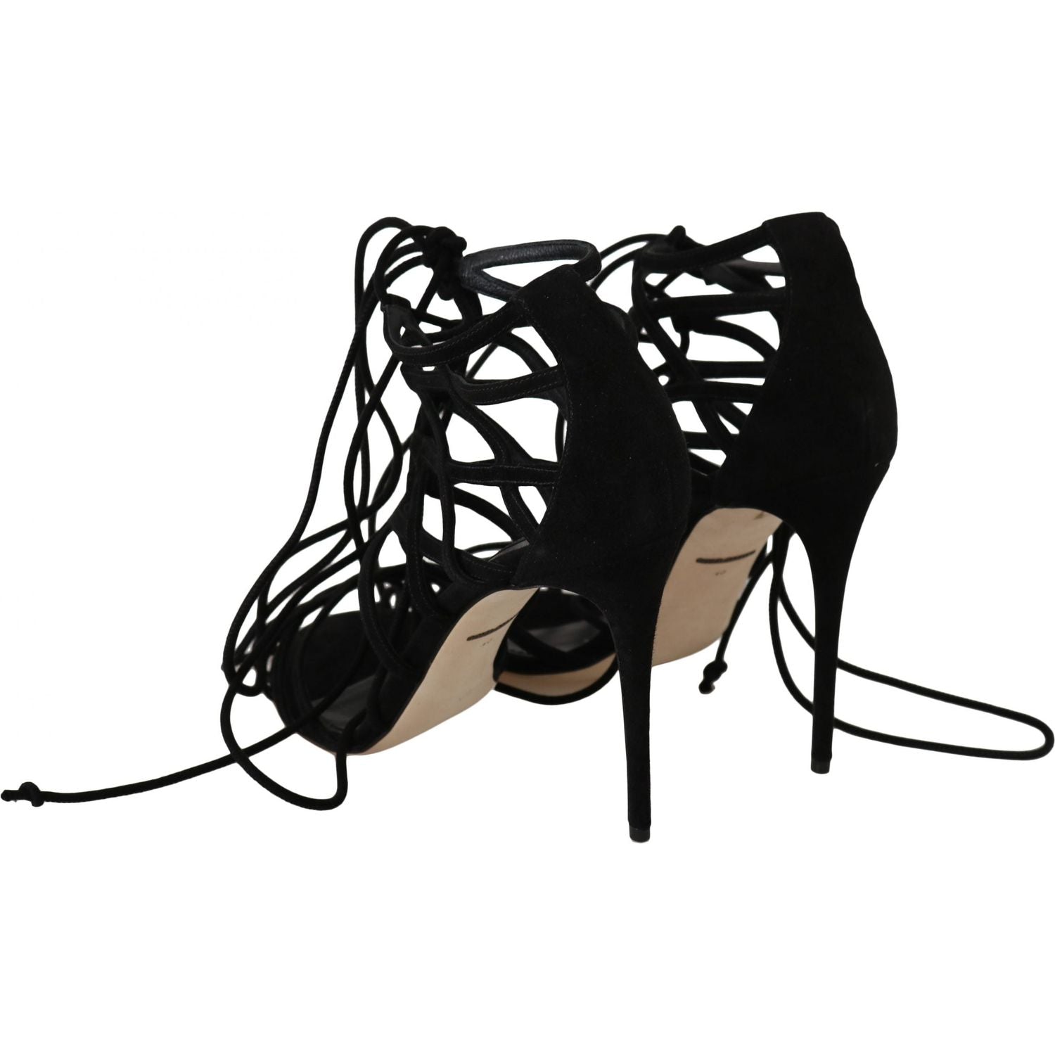 Dolce & Gabbana Black Suede Strap Stilettos Sandals