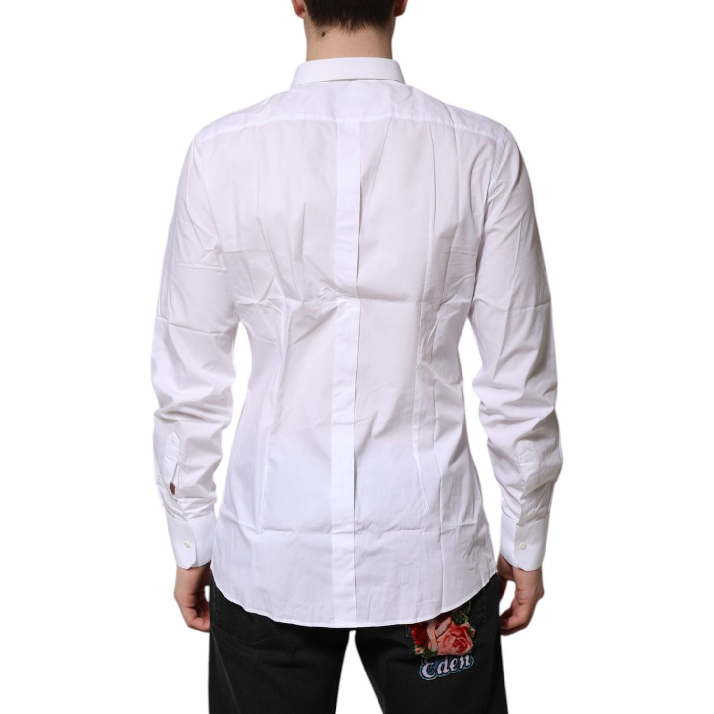 Dolce & Gabbana White Cotton GOLD Long Sleeves Dress Shirt
