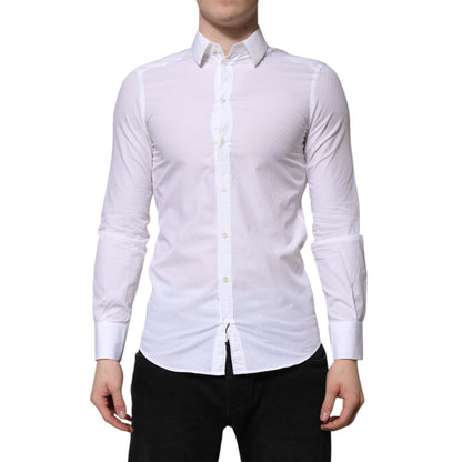 Dolce & Gabbana White Cotton MARTINI Long Sleeve Dress Shirt