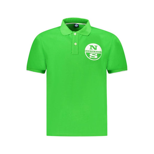 North Sails Green Cotton Men Polo Shirt with short sleeves and logo