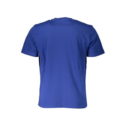Back view of North Sails Blue Cotton Men T-Shirt showcasing short sleeves and crew neck design.