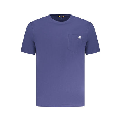 K-WAY Blue Cotton T-Shirt, short sleeve crew neck with logo and one pocket application.
