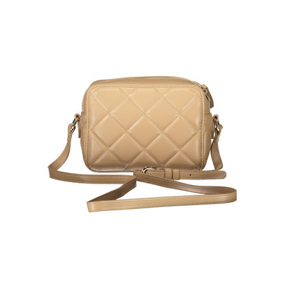 Elegant Mario Valentino Beige Polyethylene Women Handbag with adjustable strap and iconic logo, perfect for a sophisticated look.